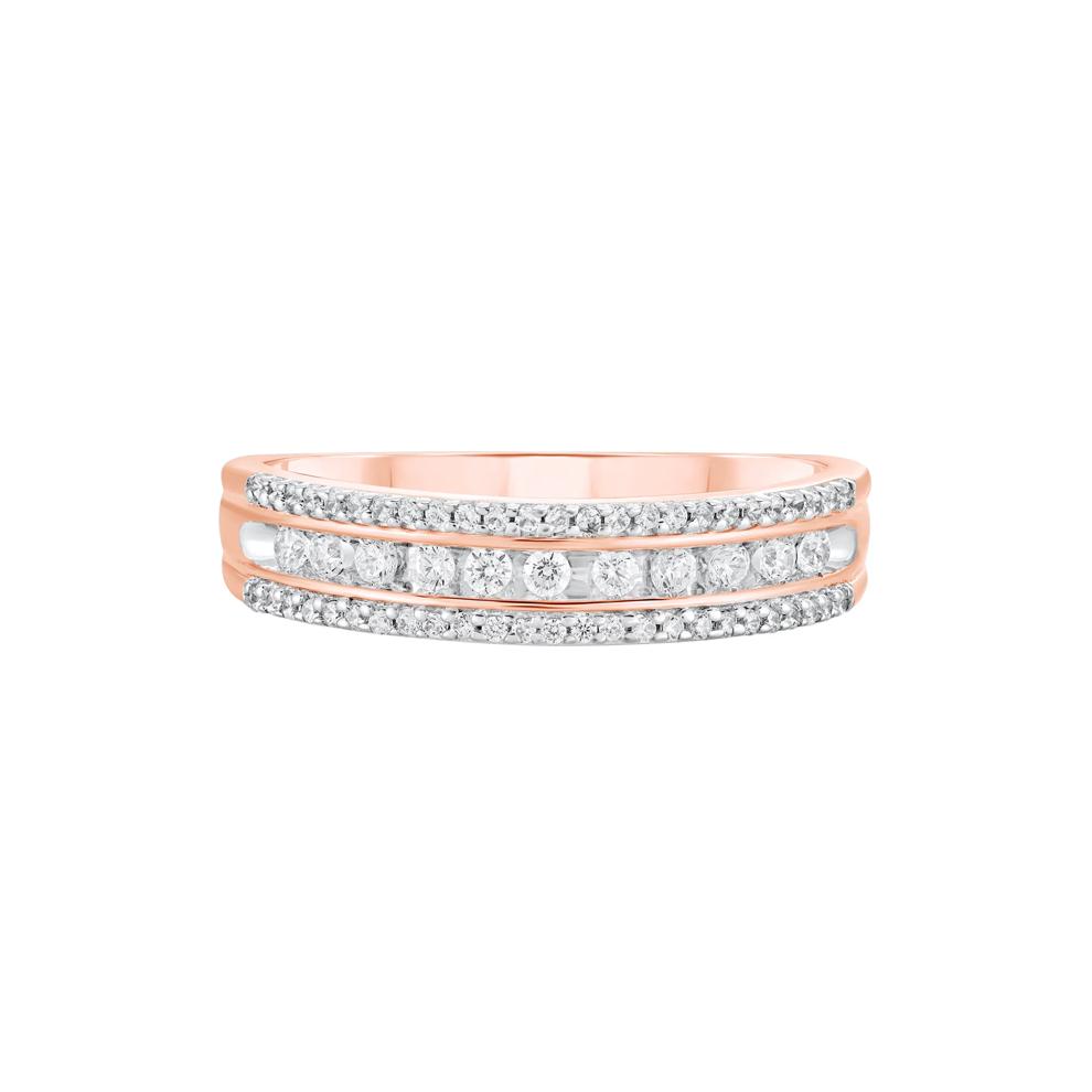 Multi-Row Diamond Wedding Band in 10K Rose Gold (1/4 ct. tw.)  – Image 1 of 3