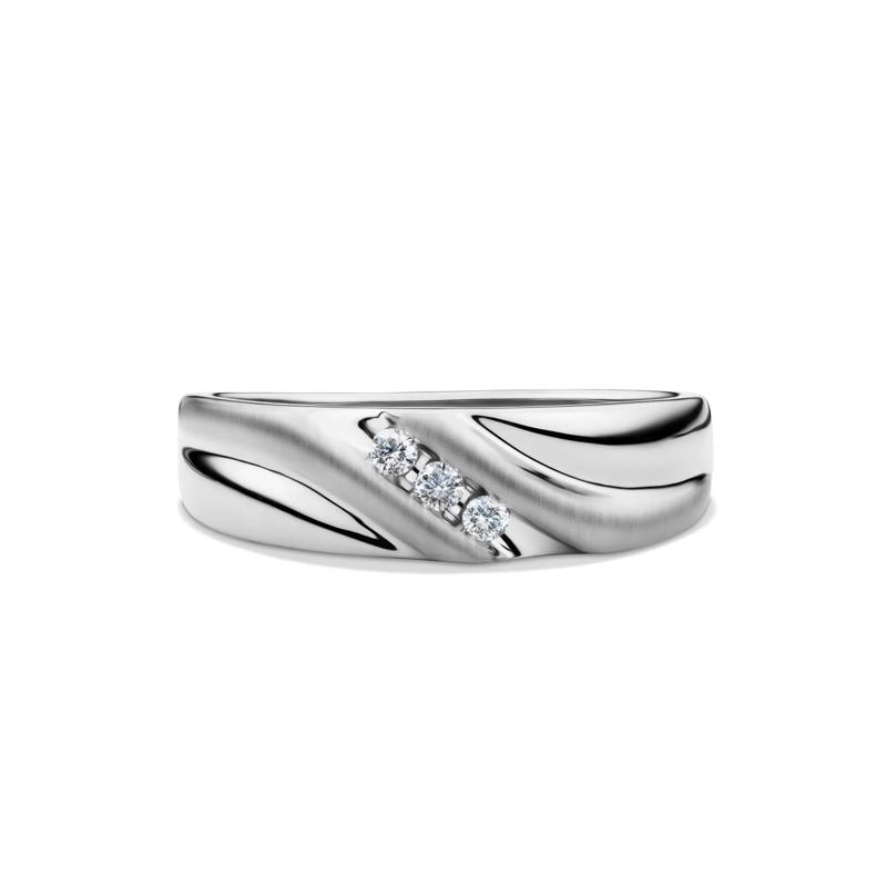 Men&rsquo;s Wedding Band with Three Diamonds in 10K White Gold &#40;1/10 ct. tw.&#41; – Image 1 of 4