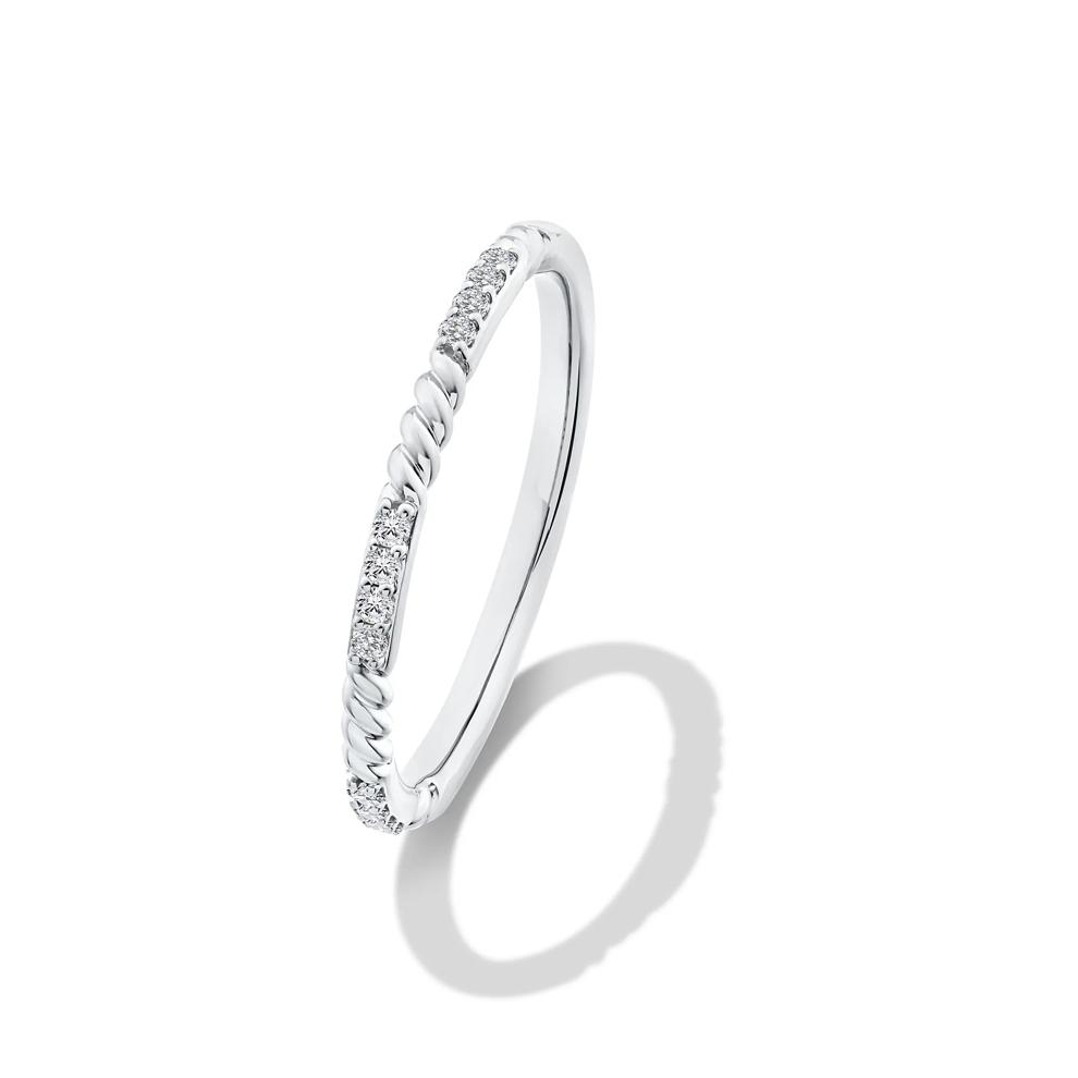 Diamond Twist Stack Wedding Band in 10K White Gold (1/10 ct. tw.) – Image 4 of 4