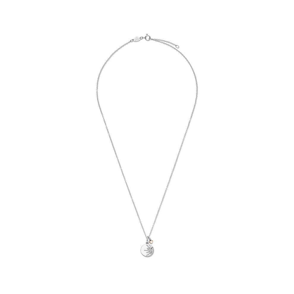 Lab Grown Diamond Accent Sun Disc Pendant in Sterling Silver &amp; 10K Rose Gold – Image 3 of 5