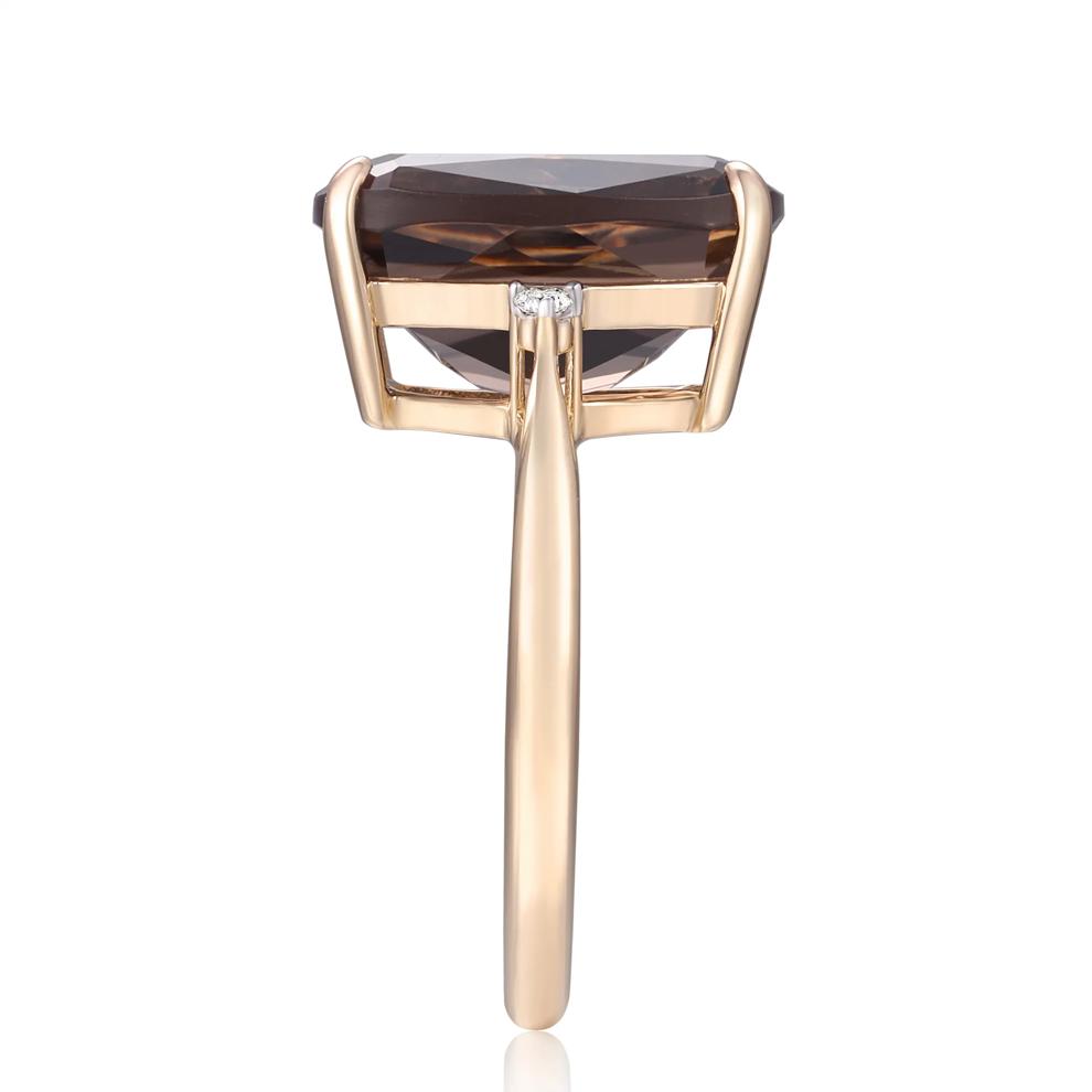 Smoky Quartz and Diamond Accent Ring in 10K Yellow Gold – Image 3 of 3