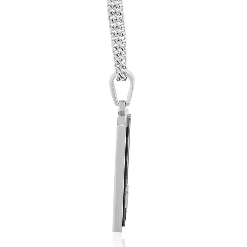 Men&rsquo;s Cross Dog Tag Pendant with Diamond Accents in Black Ion-Plated Stainless Steel – Image 2 of 3