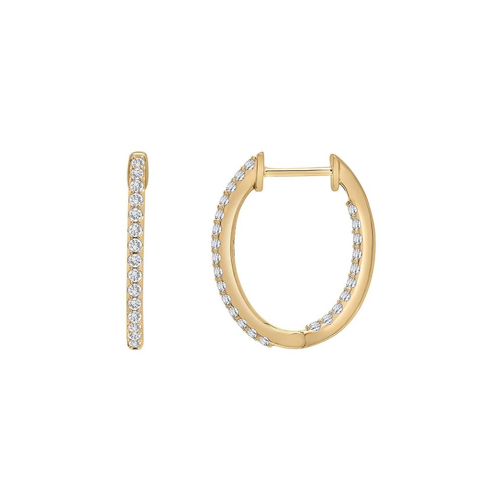 Diamond Oval Inside-Out Hoop Earrings in 10K Yellow Gold (1 ct. tw.) – Image 1 of 1