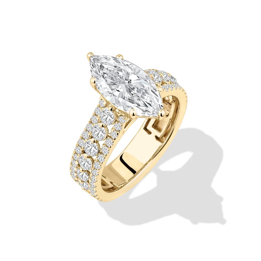 Lab Grown Diamond Marquise Center Engagement Ring in 10K Yellow Gold (3 3/4 ct. tw.) – Image 4 of 4