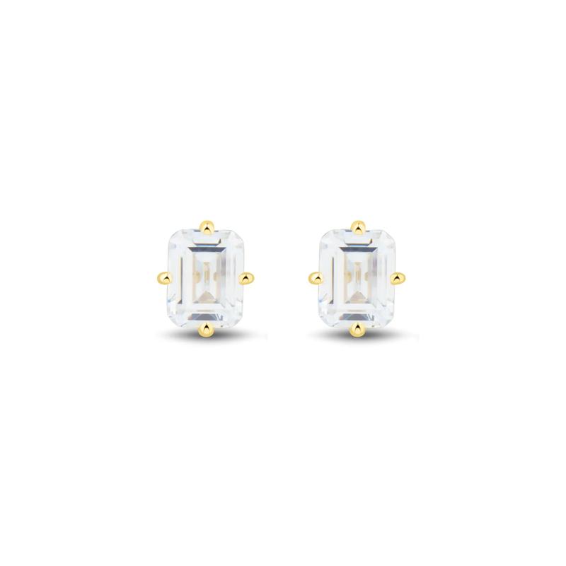 Lab Grown Diamond Emerald-Cut Solitaire Stud Earrings in 10K Yellow Gold &#40;1/2 ct. tw.&#41; – Image 2 of 3