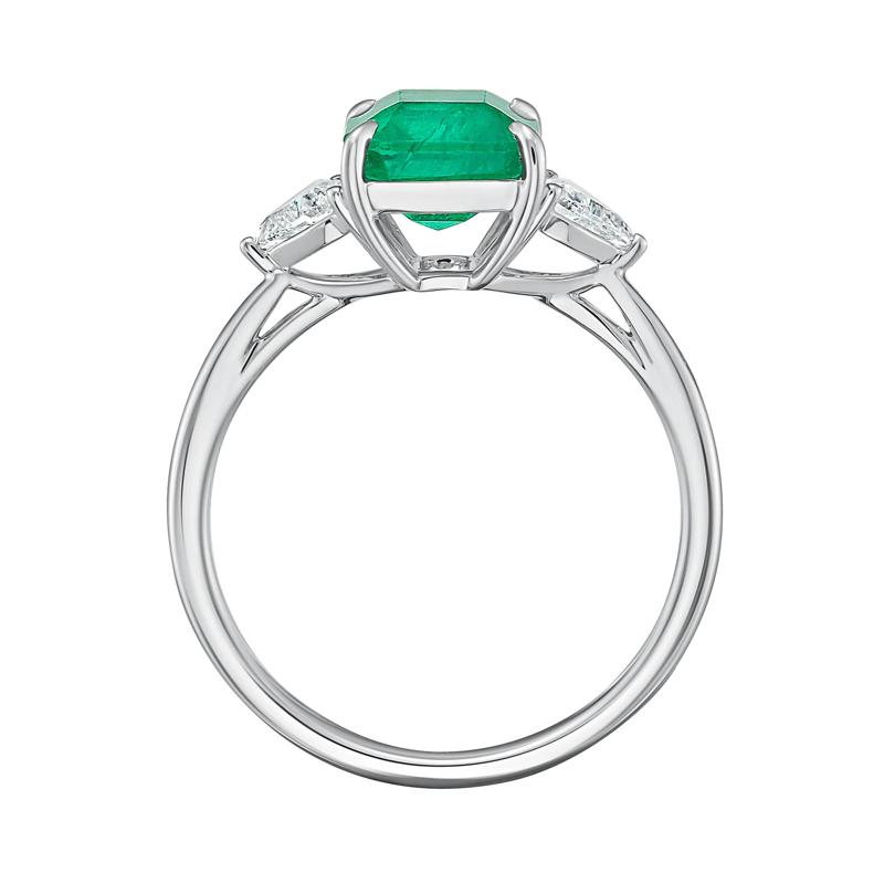 Emerald &amp; Diamond Ring in 14K White Gold &#40;1/3 ct. tw.&#41; – Image 2 of 3