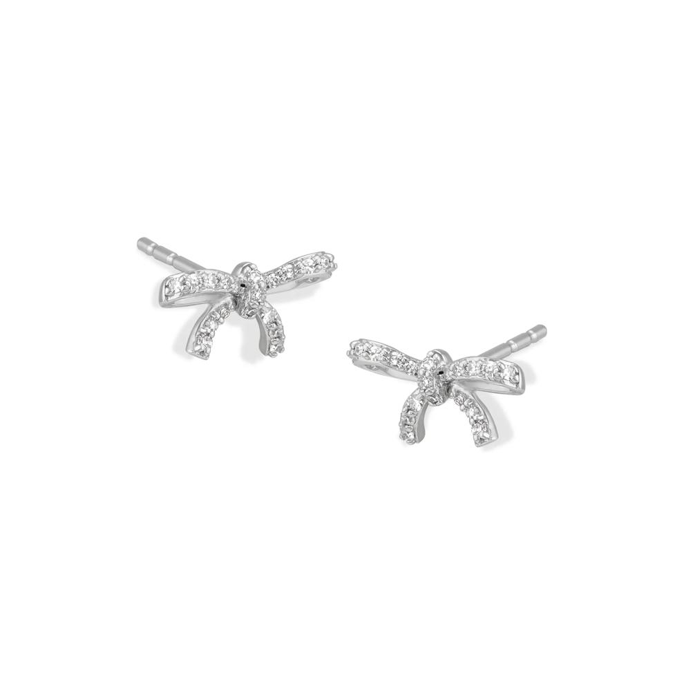 Diamond Bow Stud Earrings in 14K White Gold (1/10 ct. tw.) – Image 1 of 2