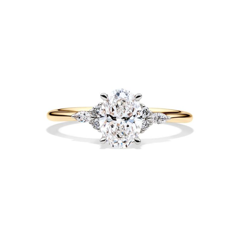 Lab Grown Diamond Oval Engagement Ring in 14K Yellow and White Gold &#40;1 ct. tw.&#41;  – Image 1 of 5