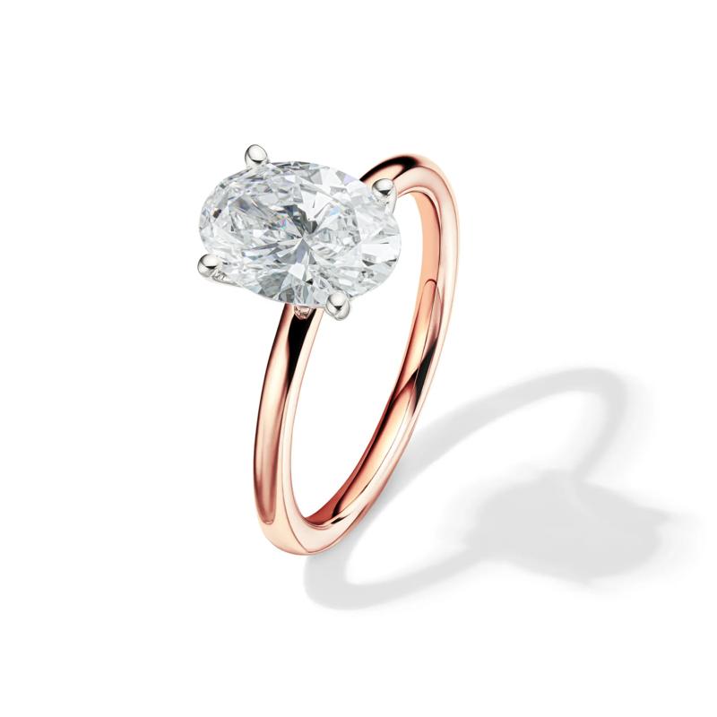 Lab Grown Diamond Solitaire Oval Engagement Ring in 14K Rose Gold &#40;2 ct.&#41; – Image 4 of 4