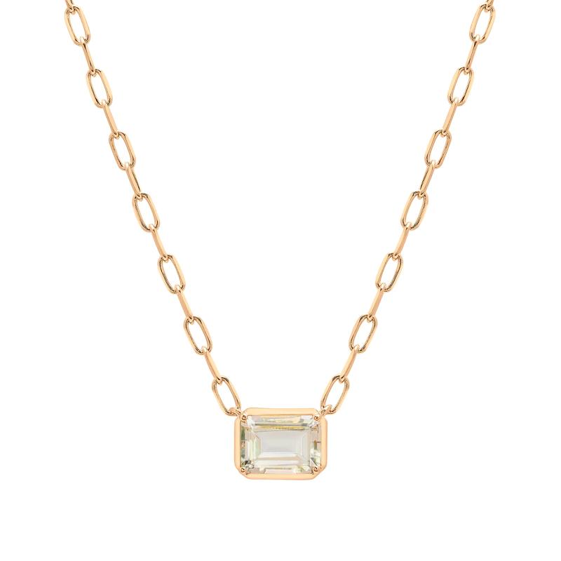 Green Amethyst Emerald-Cut Necklace in Vermeil – Image 1 of 7