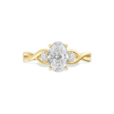 Diamond Oval Center Engagement Ring in 14K Yellow Gold (1 1/3 ct. tw.)