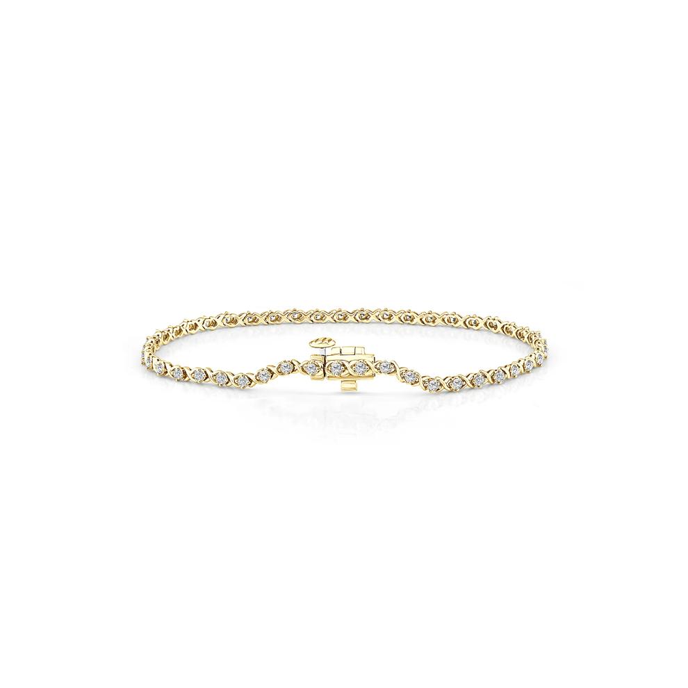 Lab Grown Diamond XO Chain Link Bracelet in 10K Yellow Gold, 7" (1 ct. tw.) – Image 2 of 2