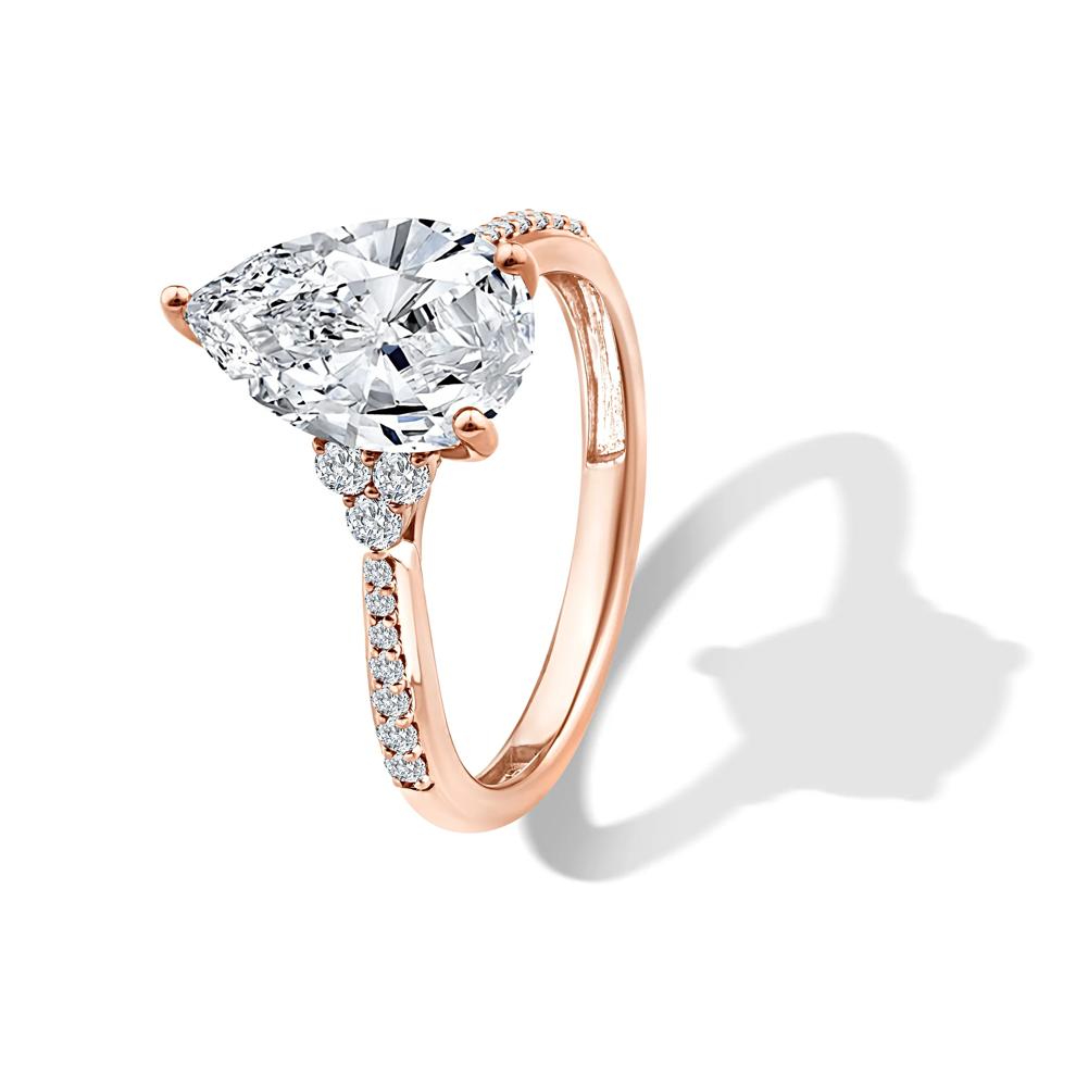 Lab Grown Diamond Pear-Shaped Engagement Set in 14K Rose Gold (3 ct. tw.) – Image 4 of 6