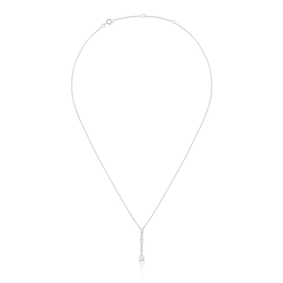 Lab-Created White Sapphire Drop Pendant Necklace in Sterling Silver – Image 4 of 4