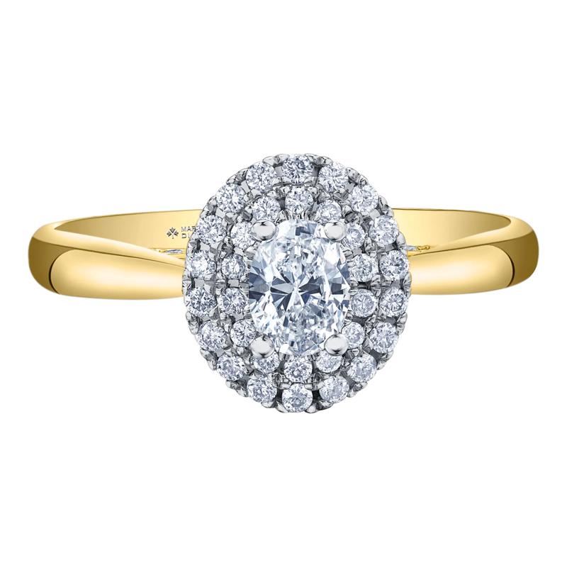 Oval-Shaped Double Halo Engagement Ring in 14K Yellow Gold &#40;1/2 ct. tw.&#41; – Image 1 of 7