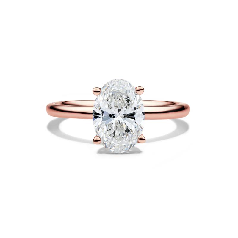 Lab Grown Diamond Solitaire Oval Engagement Ring in 14K Rose Gold &#40;2 ct.&#41; – Image 1 of 4