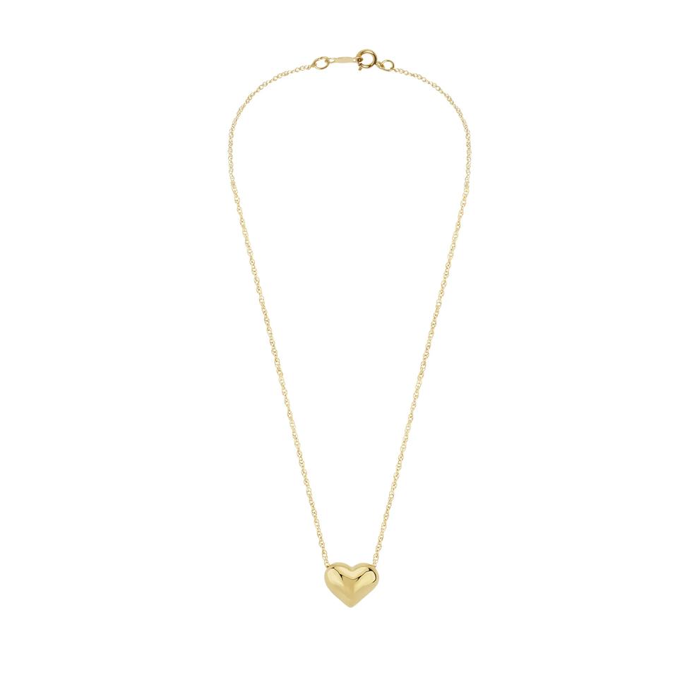 Puffed Heart Pendant Necklace in 14K Yellow Gold – Image 3 of 4