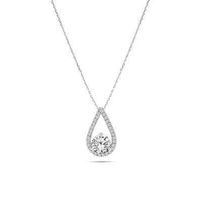 Lab Grown Diamond Pear-Shaped Drop Pendant Necklace in 14K White Gold (1 1/5 ct. tw.)