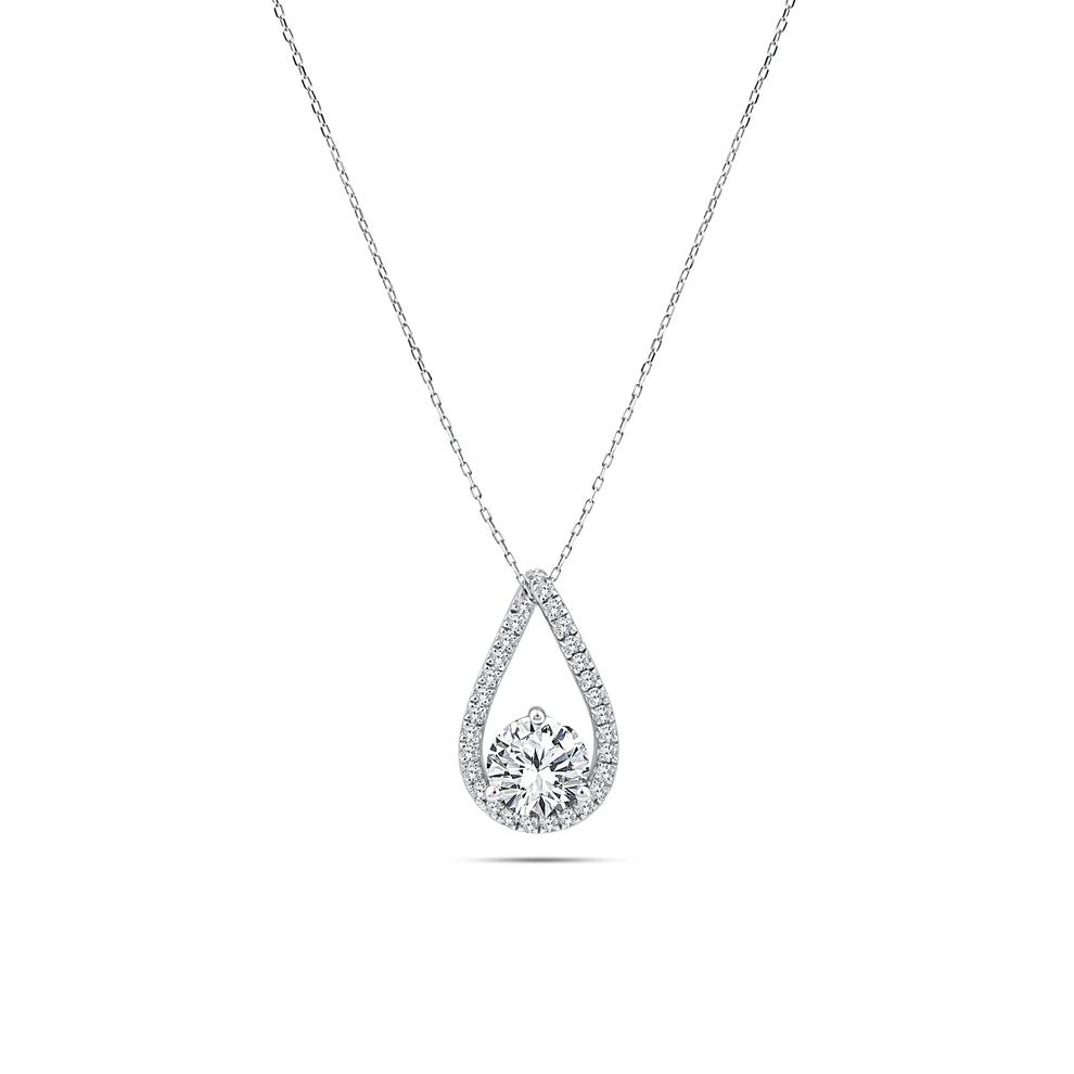 Lab Grown Diamond Pear-Shaped Drop Pendant Necklace in 14K White Gold (1 1/5 ct. tw.) – Image 1 of 4