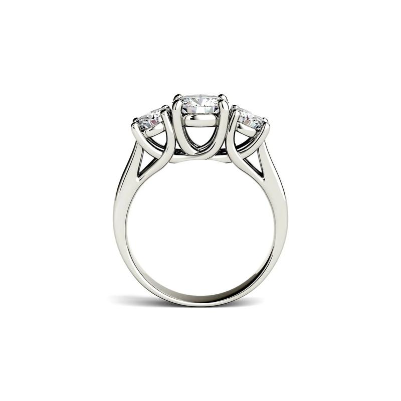 Three-Stone Moissanite Ring 14K White Gold &#40;2 ct. dew&#41; – Image 2 of 3