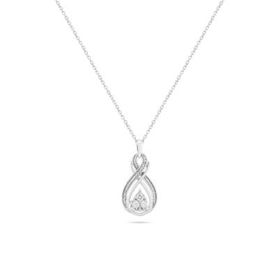 Diamond Accent Twisted Drop Pendant Necklace in Sterling Silver
