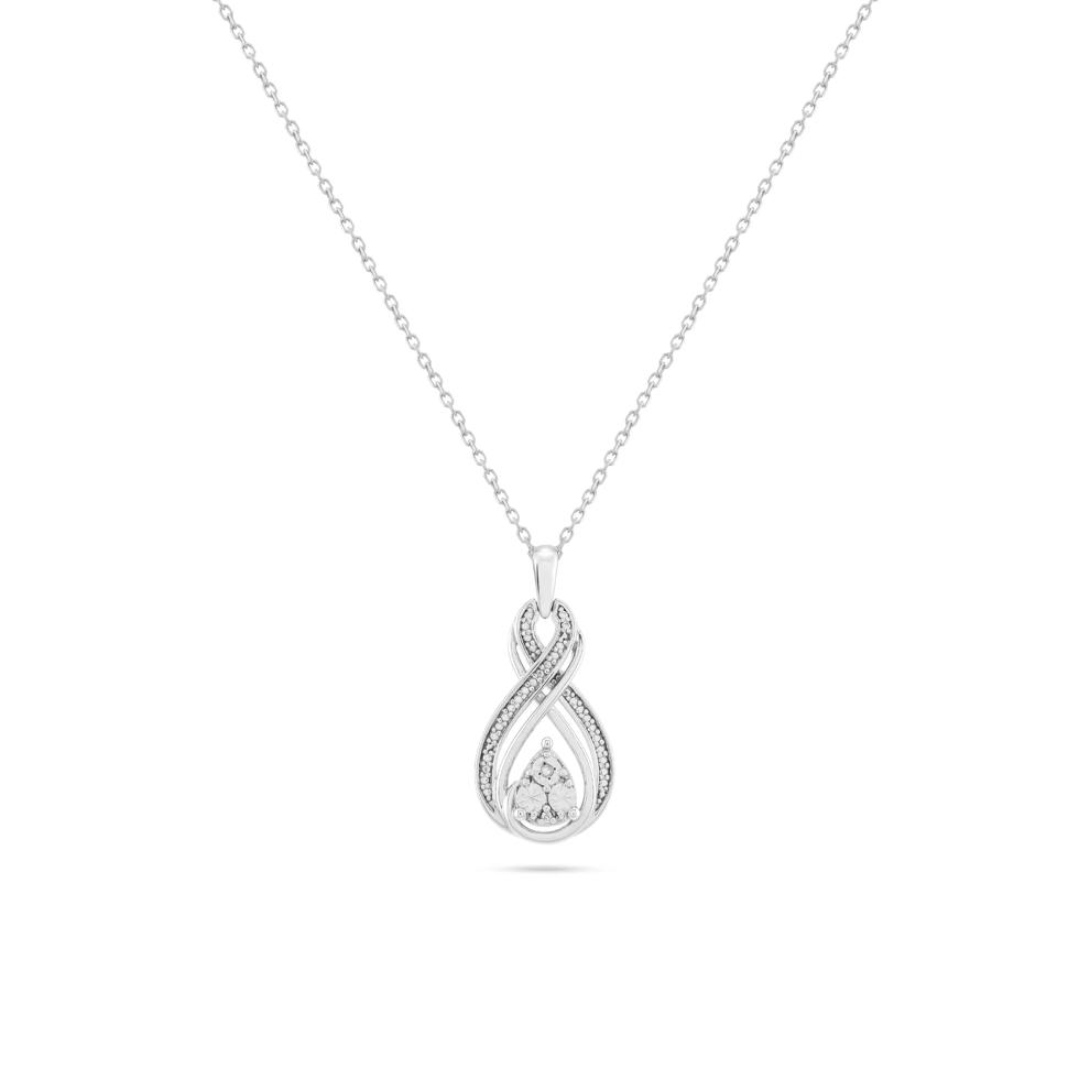 Diamond Accent Twisted Drop Pendant Necklace in Sterling Silver – Image 1 of 4