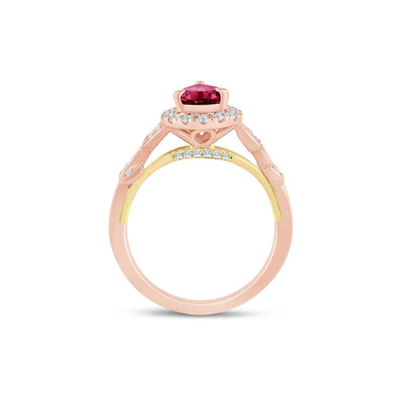 Ramona Rhodolite Garnet and Lab Grown Diamond Engagement Ring in 14K White and Yellow Gold (1/3 ct. tw.) – Image 2 of 3