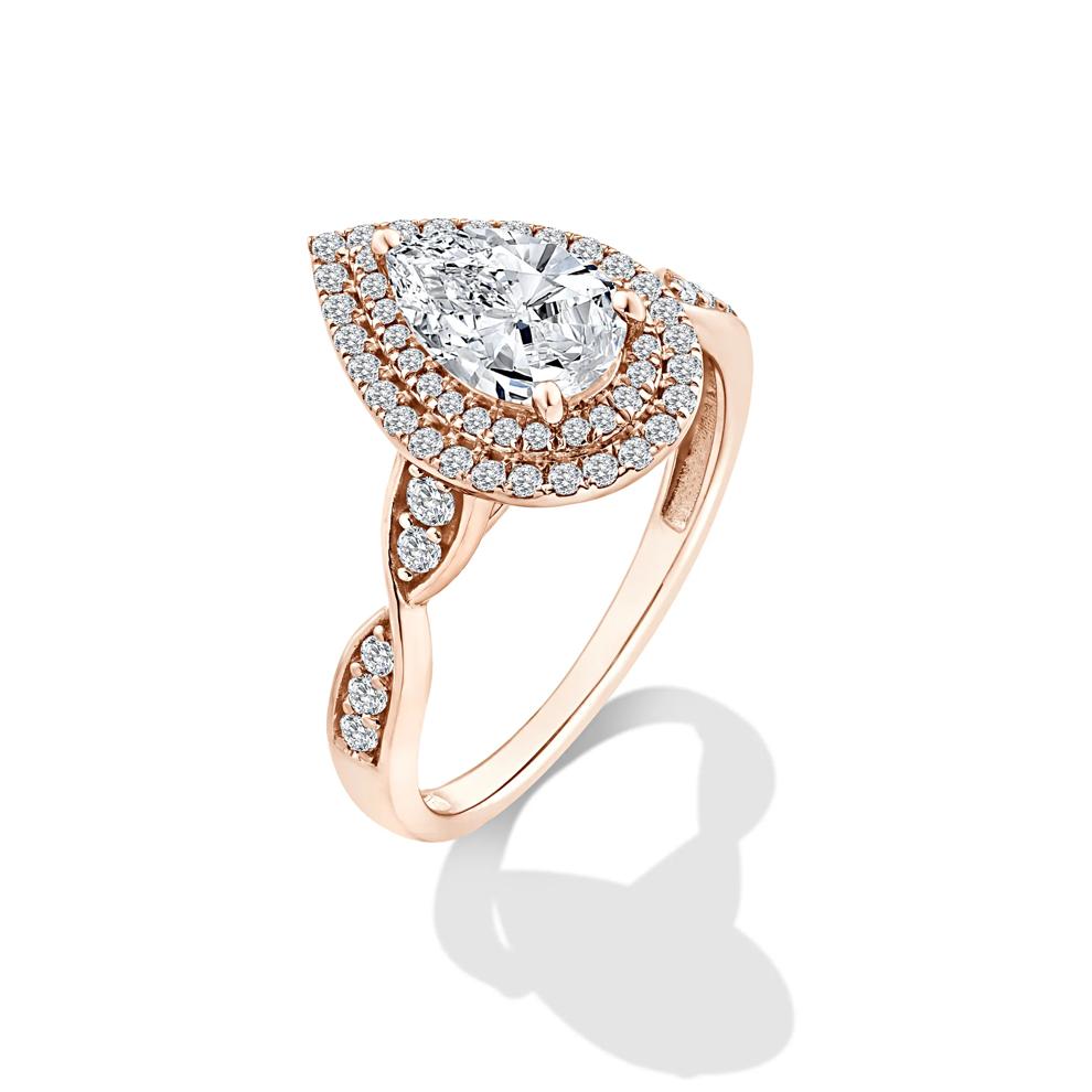 Lab Grown Diamond Pear-Shaped Center Engagement Ring in 10K Rose Gold (1 3/8 ct. tw.) – Image 4 of 4