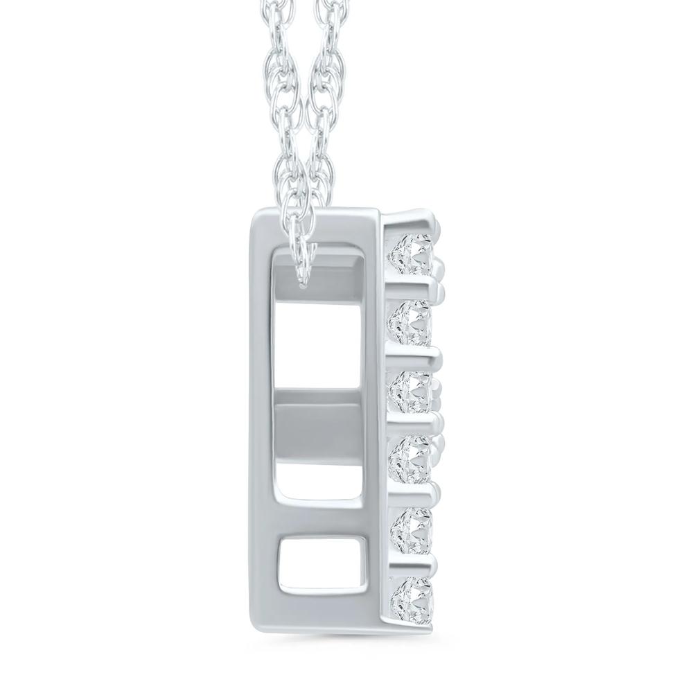Diamond Accent Initial F Pendant in 10K White Gold – Image 2 of 3