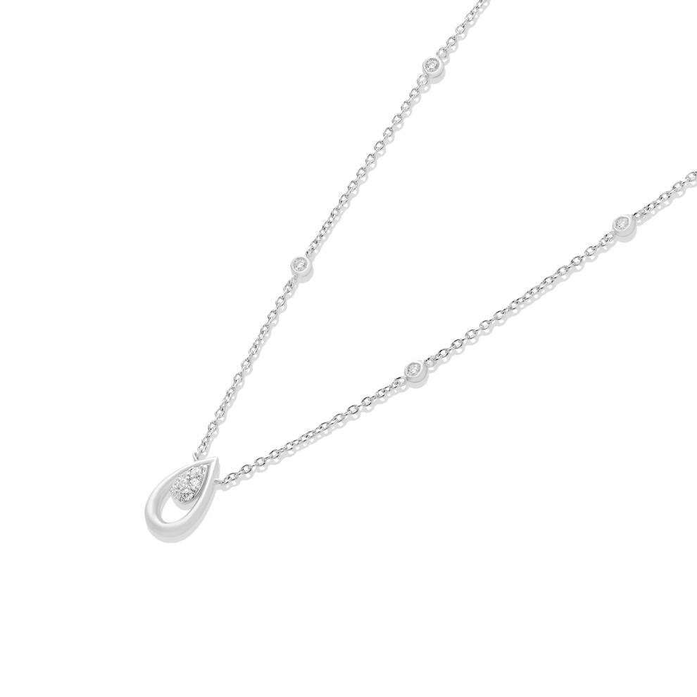 Diamond Open Pear Pendant Necklace in Sterling Silver (1/7 ct. tw.) – Image 4 of 4