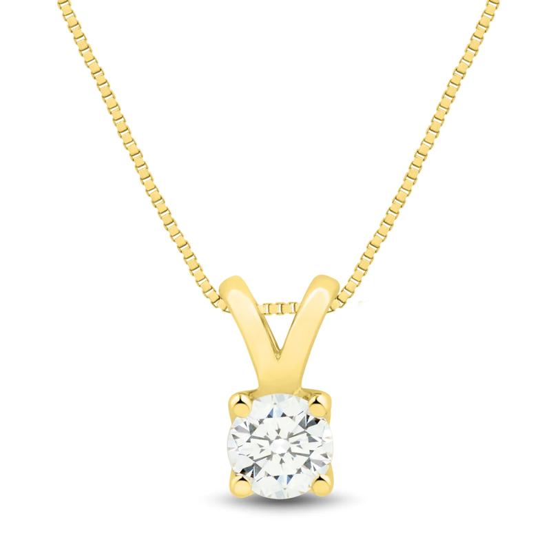 Lab Grown Diamond Round Solitaire Pendant In 14K Yellow Gold &#40;1/2 ct. tw.&#41; – Image 1 of 3