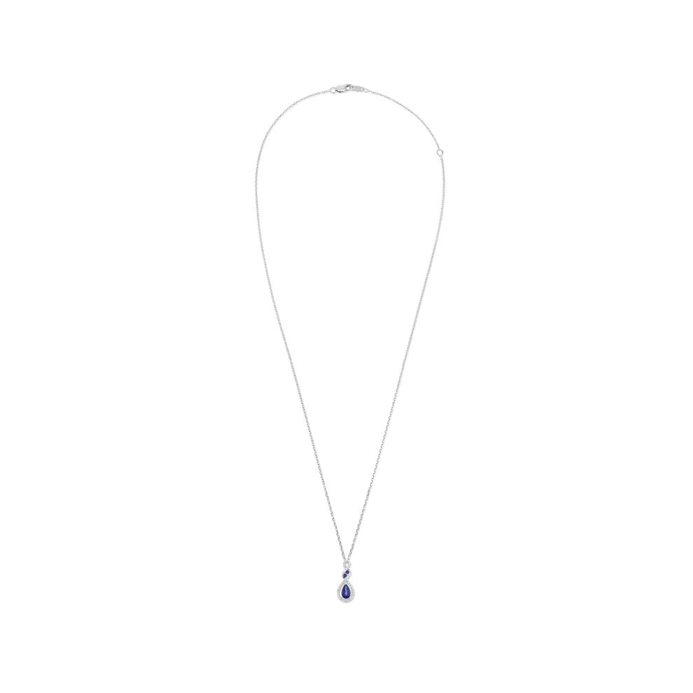 Lab-Created Blue &amp; White Sapphire Pear-Shaped Pendant Necklace in Sterling Silver – Image 3 of 4