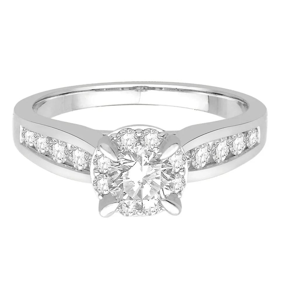 Diamond Halo Engagement Ring in 14K White Gold (7/8 ct. tw.) – Image 1 of 3