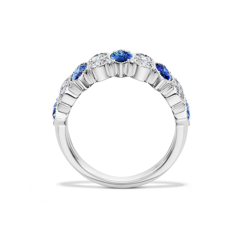 Marquise Blue Sapphire &amp; Diamond Band in 14K White Gold (5/8 ct. tw.) – Image 2 of 4
