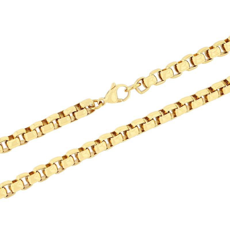 Round Box Link Chain in Yellow Ion-Plated Stainless Steel, 6.5mm, 24&quot; – Image 2 of 2