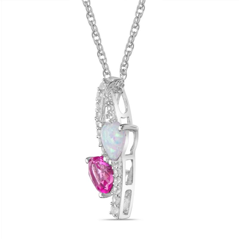 Lab-Created Gemstone Heart Necklace in Sterling Silver – Image 2 of 3