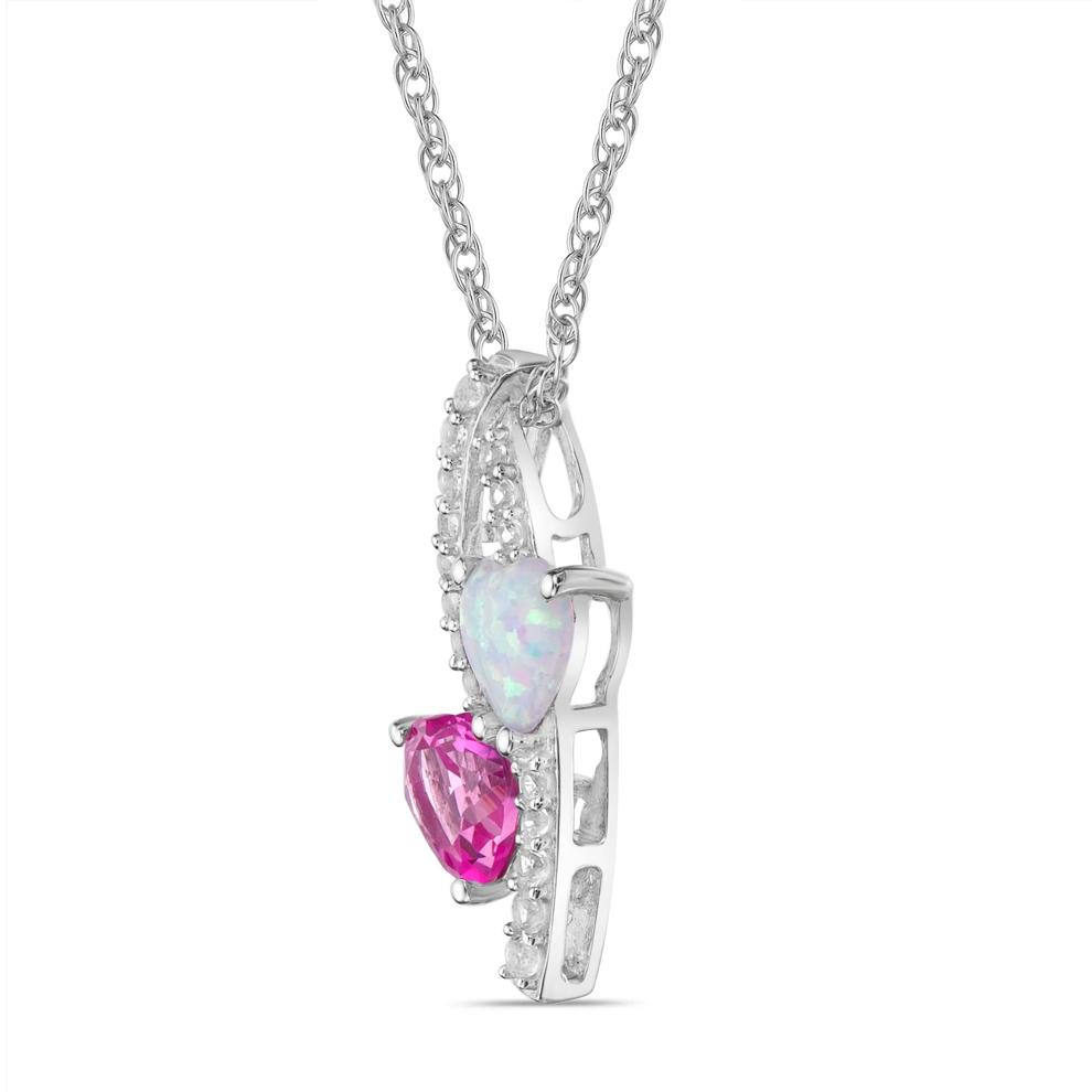 Lab-Created Gemstone Heart Necklace in Sterling Silver – Image 2 of 3