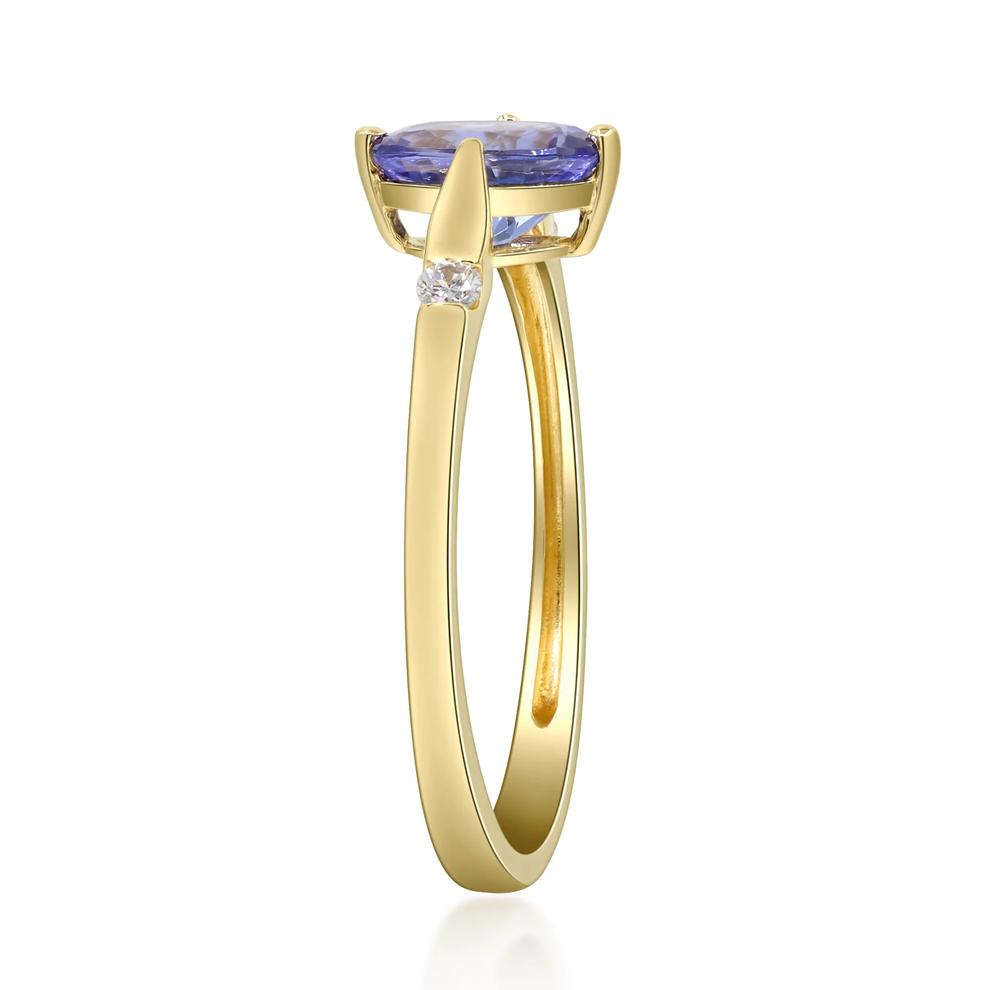 Oval Tanzanite &amp; Diamond Accent Ring in 10K Yellow Gold – Image 3 of 4