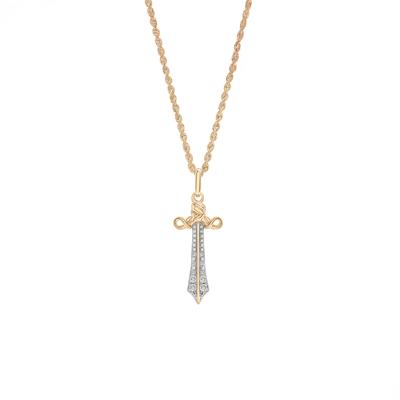 Men's Diamond Sword Pendant Necklace in 10K Yellow Gold (1/4 ct. tw.)