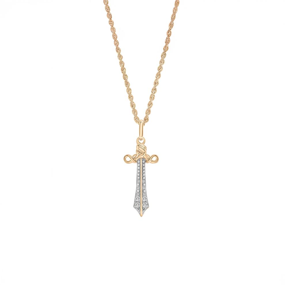 Men's Diamond Sword Pendant Necklace in 10K Yellow Gold (1/4 ct. tw.) – Image 1 of 4