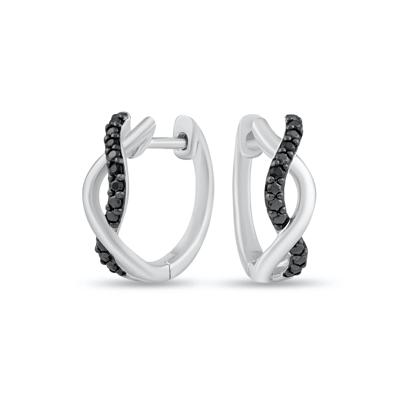Black Diamond Twist Hoop Earrings in Sterling Silver (1/7 ct. tw.)