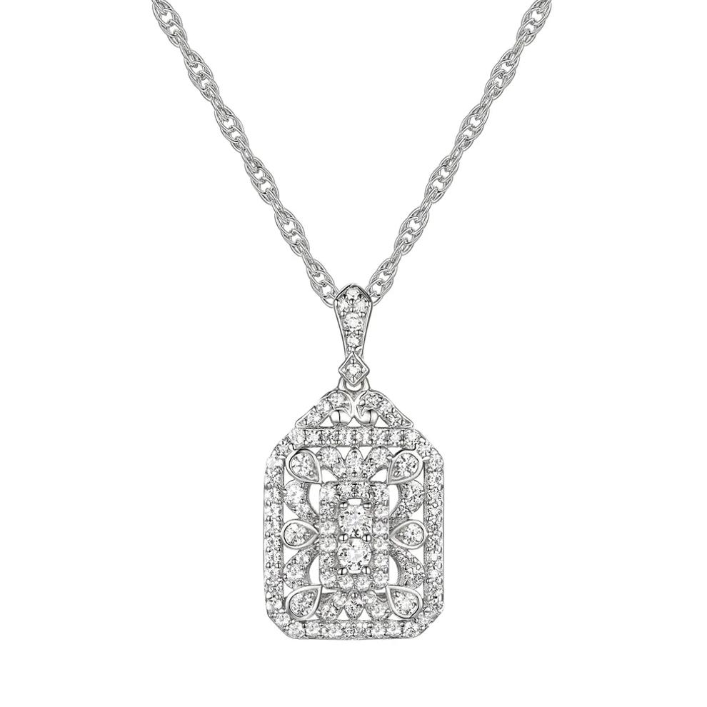 Diamond Cluster Drop Pendant in 10K White Gold (1/2 ct. tw.) – Image 1 of 3