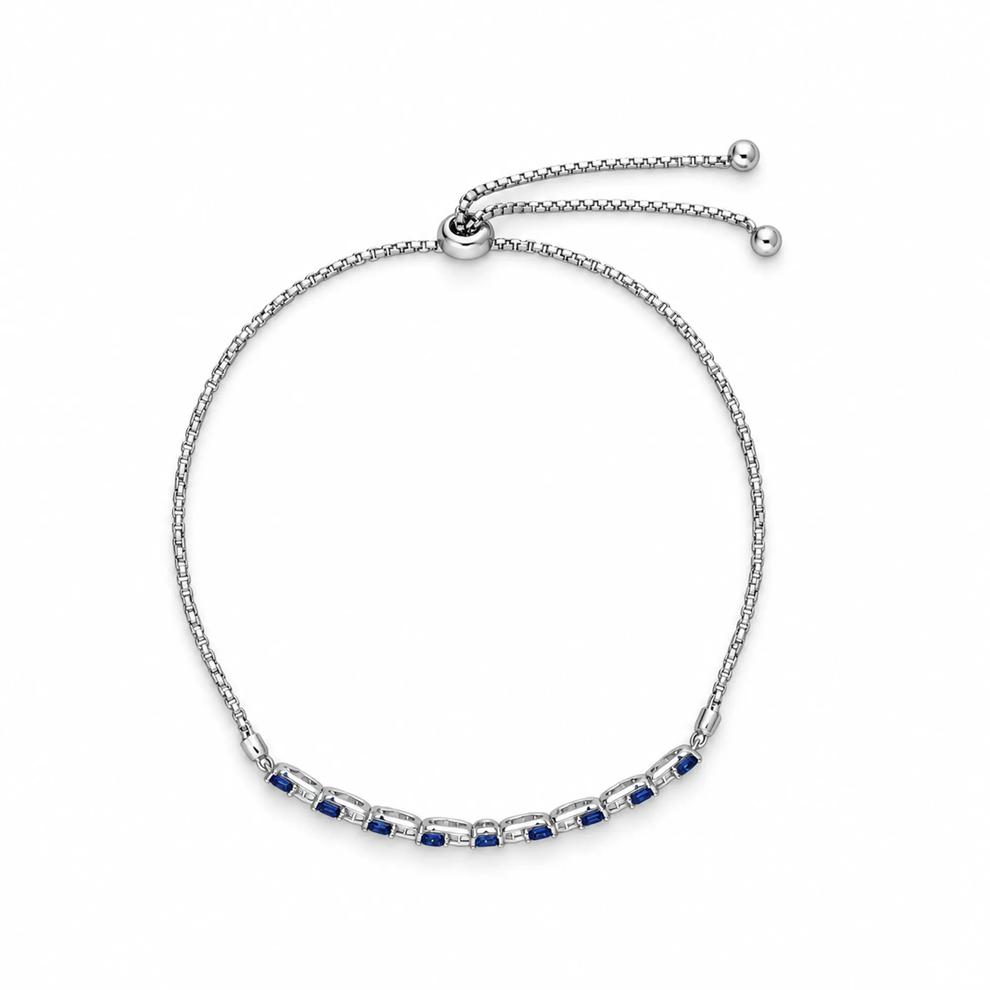 Lab-Created Blue Sapphire &amp; Diamond Accent Bolo Bracelet in Sterling Silver – Image 2 of 2
