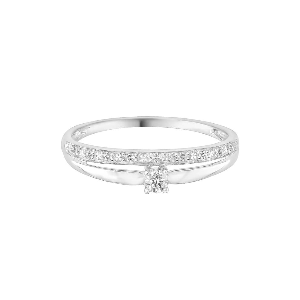 Diamond Two-Row Stack Band in 10K White Gold (1/10 ct. tw.) – Image 1 of 3