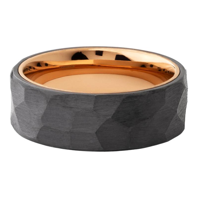 Men&rsquo;s Black Zirconium &amp; 14K Rose Gold Wedding Band, 8MM – Image 1 of 3
