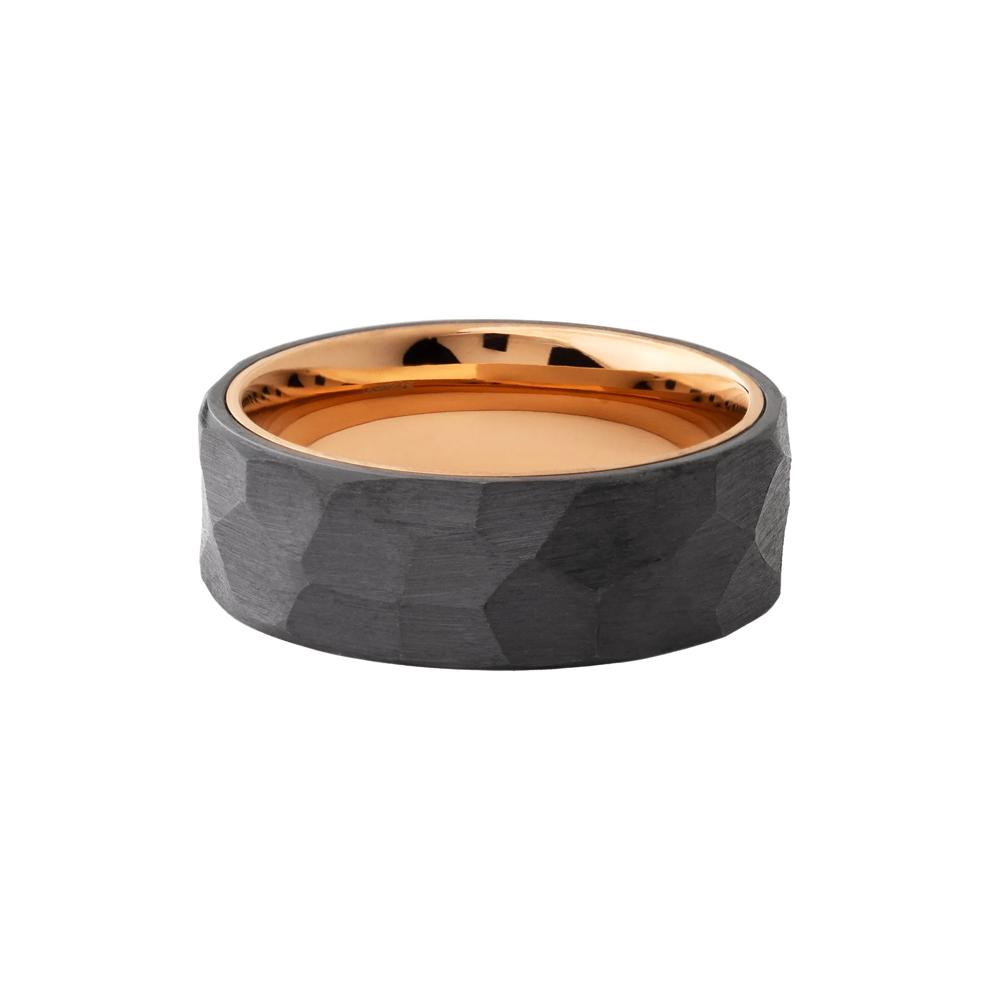 Men&rsquo;s Black Zirconium &amp; 14K Rose Gold Wedding Band, 8MM – Image 1 of 3
