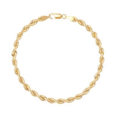 Solid Silk Rope Bracelet in 14K Yellow Gold, 4.3MM, 8.5"