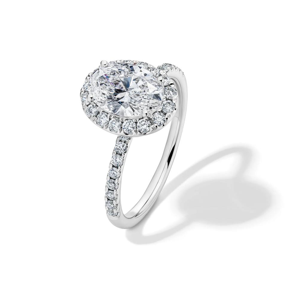 Lab Grown Diamond Oval Halo Engagement Ring in 14K White Gold (2 ct. tw.) – Image 4 of 4