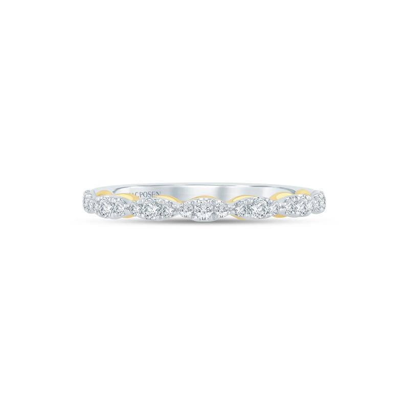 Lab Grown Diamond Scalloped Wedding Band in 14K White &amp; Yellow Gold &#40;1/3 ct. tw.&#41; – Image 1 of 3