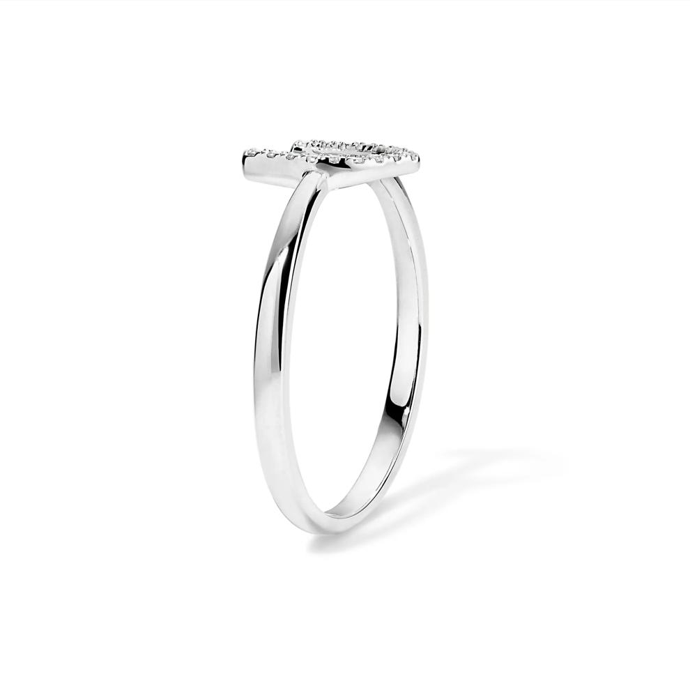 Diamond Accent Horseshoe Ring in 10K White Gold – Image 3 of 4